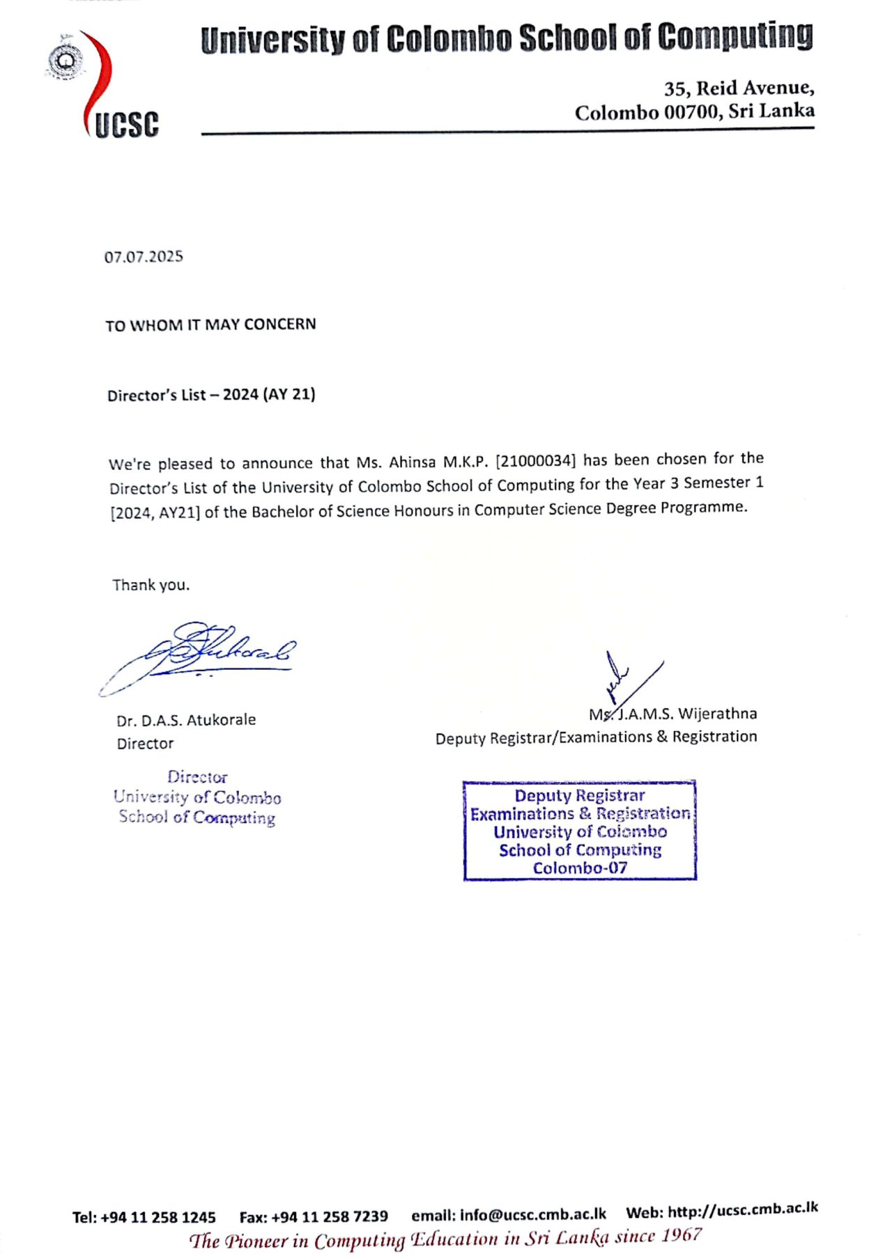 Director's List - 2024 (AY21)